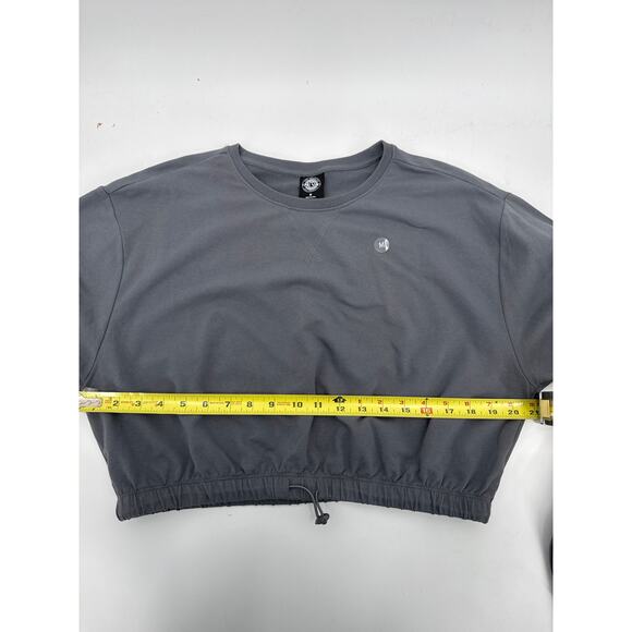 Pacsun Diana Soft Cinched Crew Neck Cropped Gray Sweatshirt Medium Nwot - Picture 8 of 8